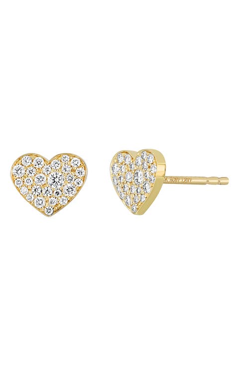Mika Diamond Heart Stud Earrings