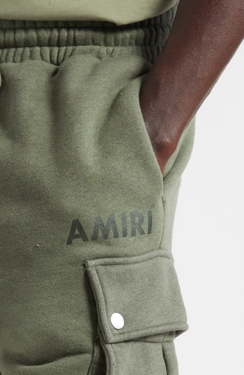 AMIRI Stencil Logo Cargo Shorts, Alternate, color, Olive