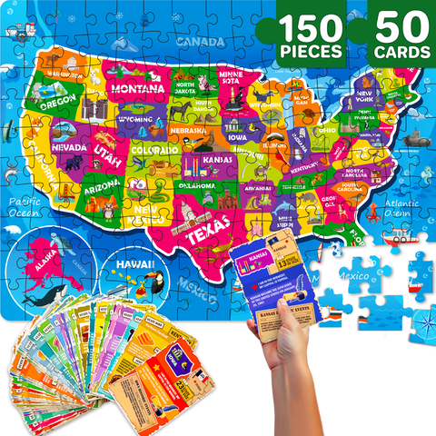 Search & Find Riddle Puzzles for Kids - 70 & 150 Piece Jigsaw Puzzles with Flashcards
