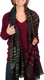 SAACHI Rainbow Stripe Wool Scarf