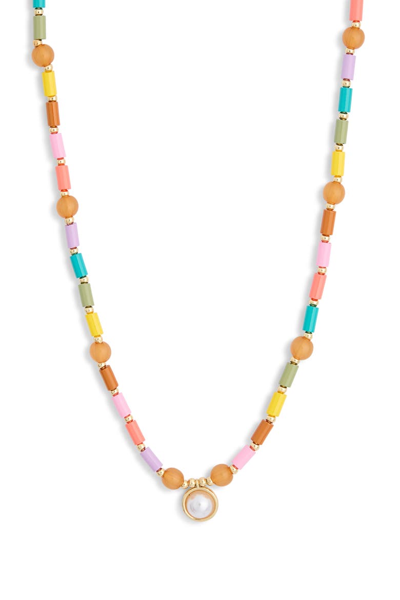 Faux Pearl Charm Beaded Necklace, Alternate, color, RAINBOW MULTI- GOLD