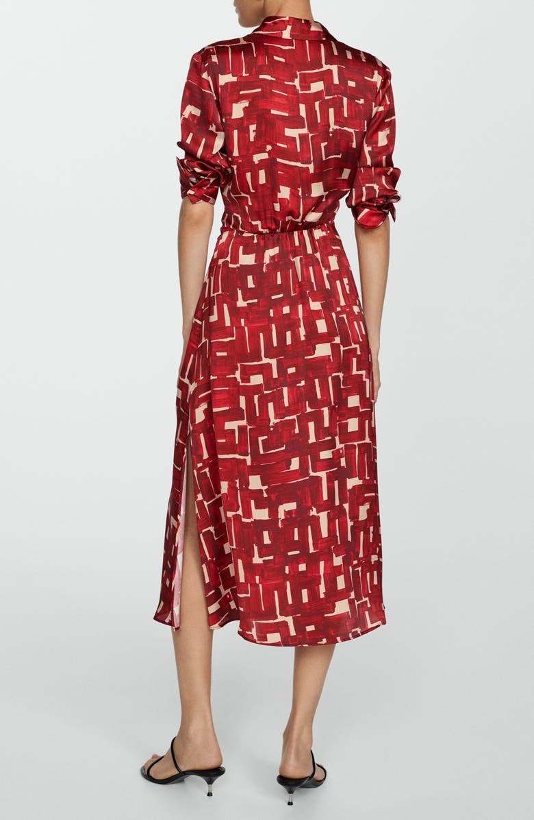 MANGO Print Tie Waist Long Sleeve Maxi Shirtdress, Alternate, color, 
