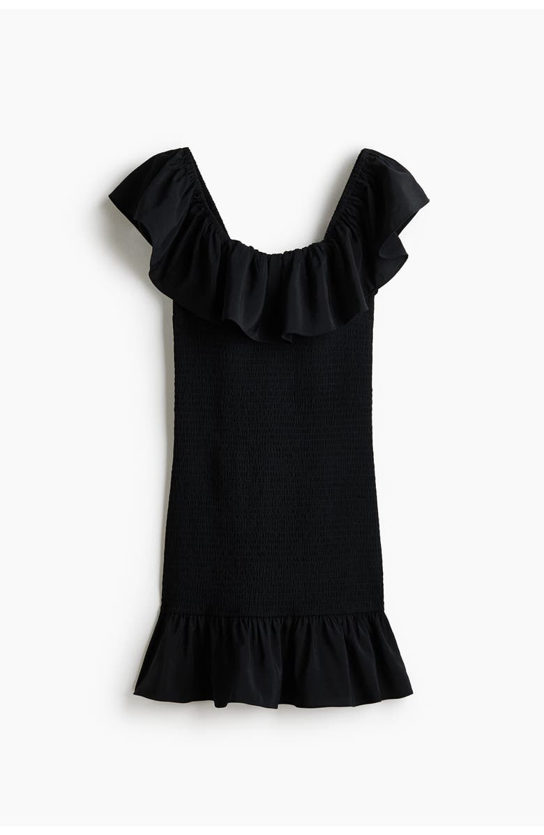 H&M Flounced Off-the-shoulder Dress, Main, color, Black