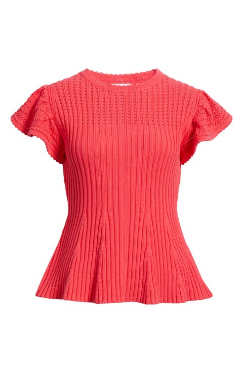 Flutter Sleeve Linen Blend Sweater