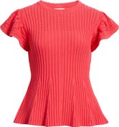 Caslon® Flutter Sleeve Pima Cotton Sweater