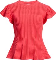 Caslon® Flutter Sleeve Pima Cotton Sweater