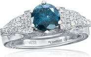 SOUZANA by Suzy Levian 14K White Gold 1.12ct Blue Diamond & 0.53cttw Diamond Ring