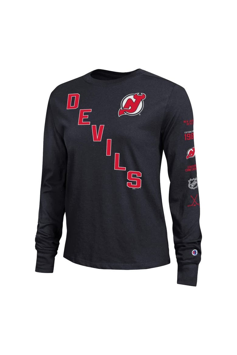 Women's Champion  Black New Jersey Devils 2-Hit Long Sleeve T-Shirt, Alternate, color, Black