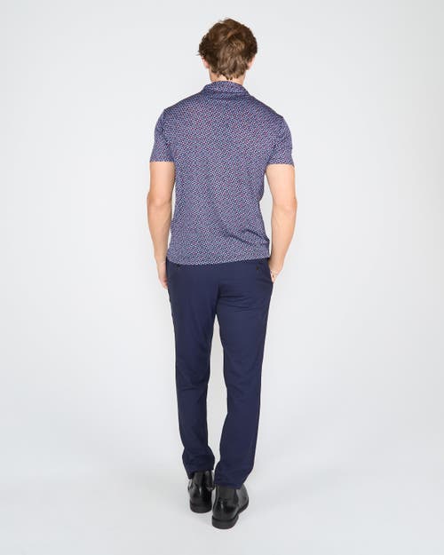 Lords Of Harlech Bobby Merino Wool Johnny Collar Polo City Geo In Blue