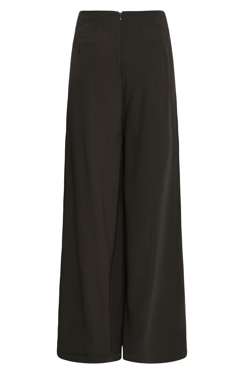 ICHI Ihlinta Pleat Front Wide Leg Pants, Alternate, color, Black