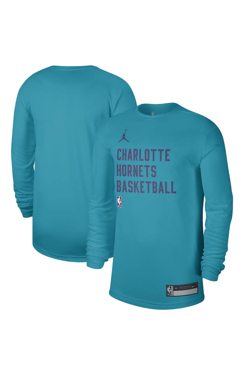 Nike Unisex Jordan Brand Teal Charlotte Hornets 2023/24 Legend On-Court Practice Long Sleeve T-Shirt, Main, color, Teal