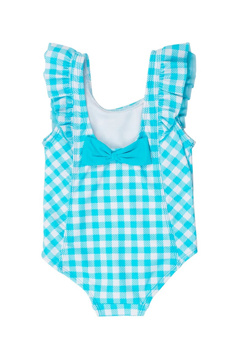 Toddler Girls UPF50+ Waterfall One Piece, Alternate, color, Bright Aqua Gingham