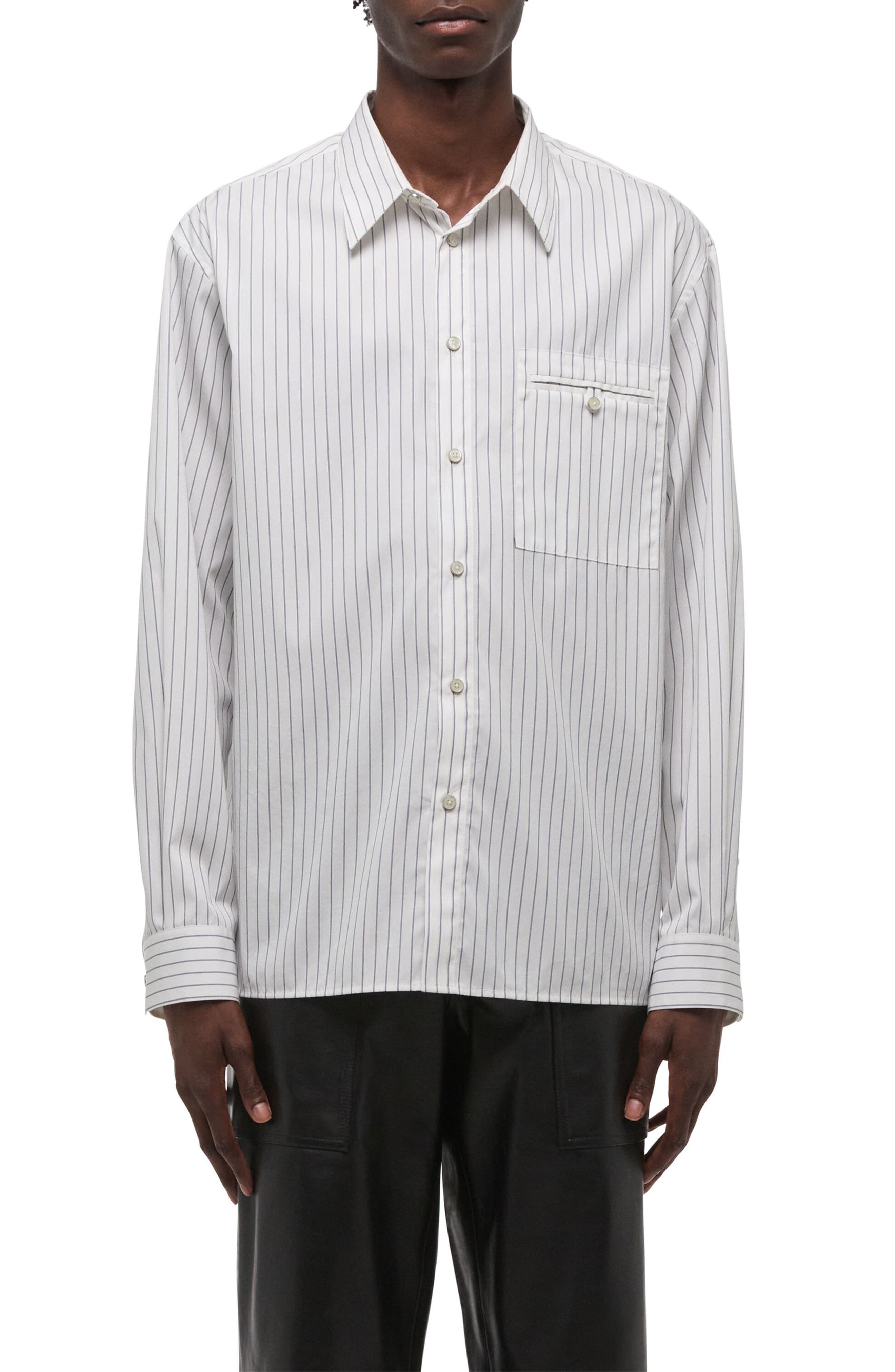 Helmut Lang Relaxed Fit Stripe Button-Up Shirt