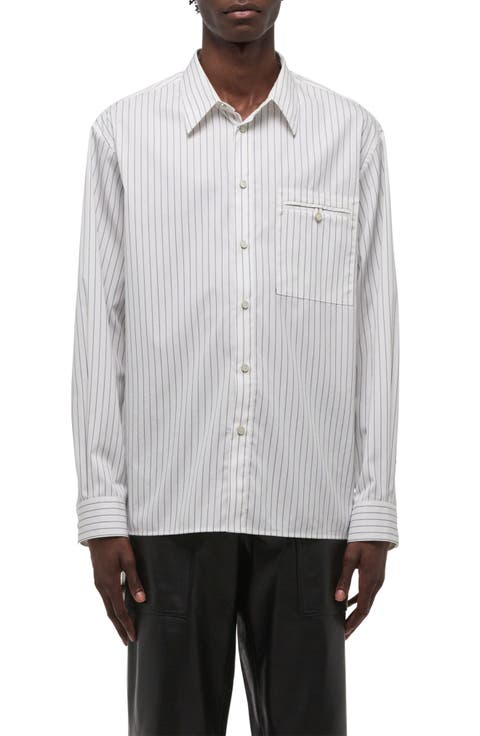Relaxed Fit Stripe Button-Up Shirt