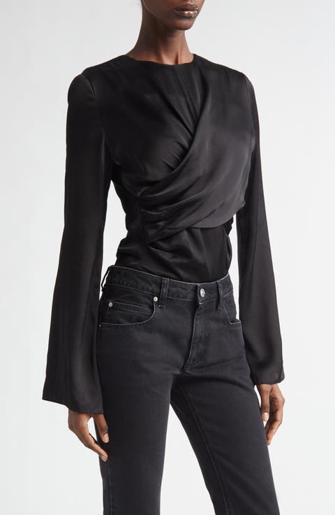 Neame Draped Bell Sleeve Top