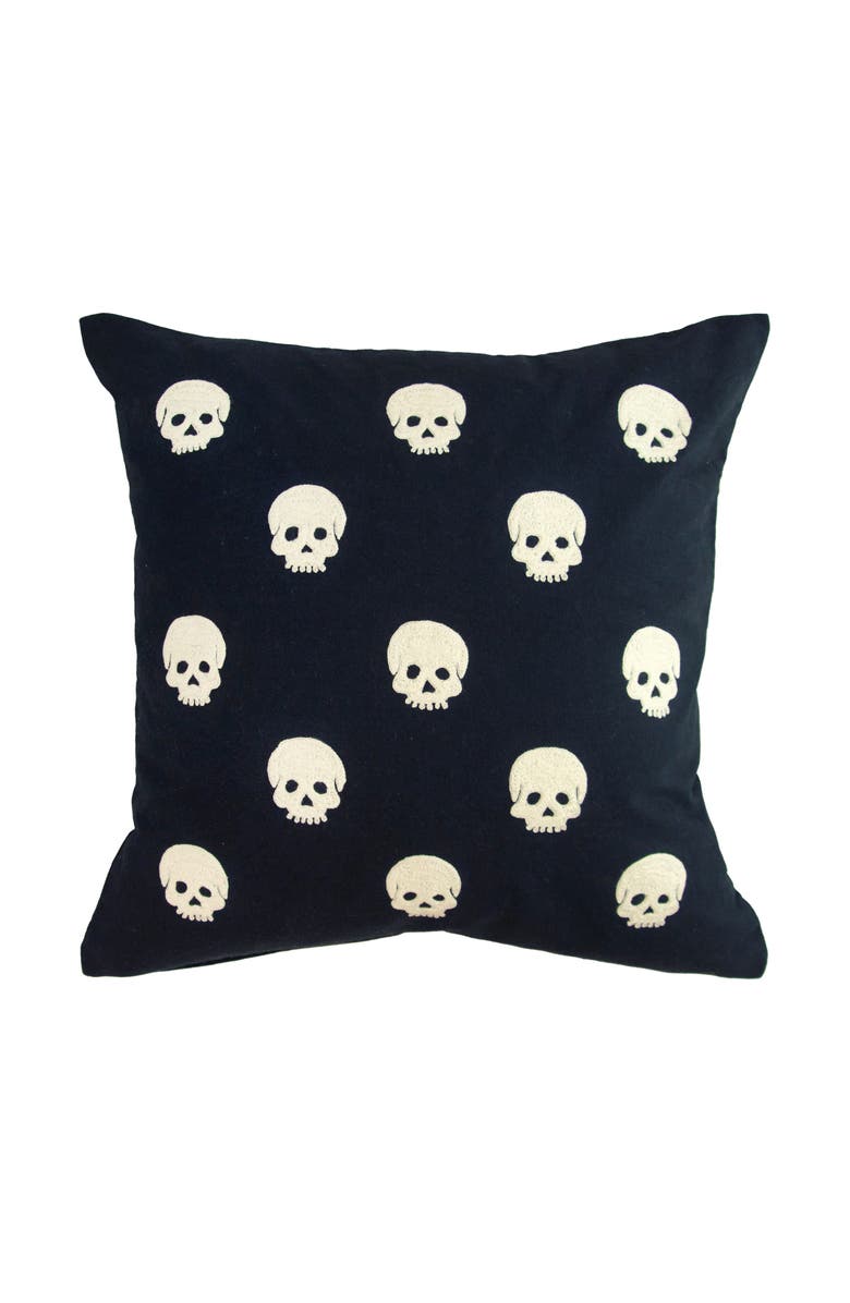 C&F Home Halloween Skulls Accent Throw Pillow, 18" x 18", Main, color, Black