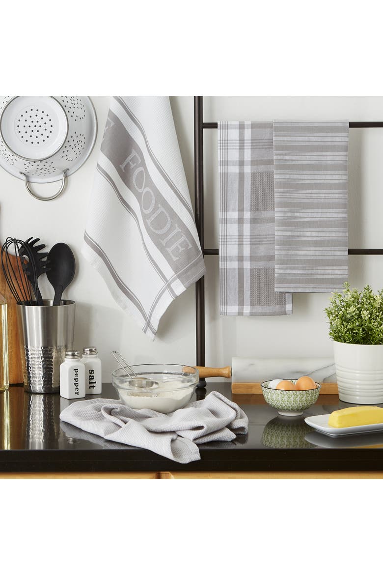 Granite Assorted Gourmet Kitchen Dishtowel Set/4, Alternate, color, Granite