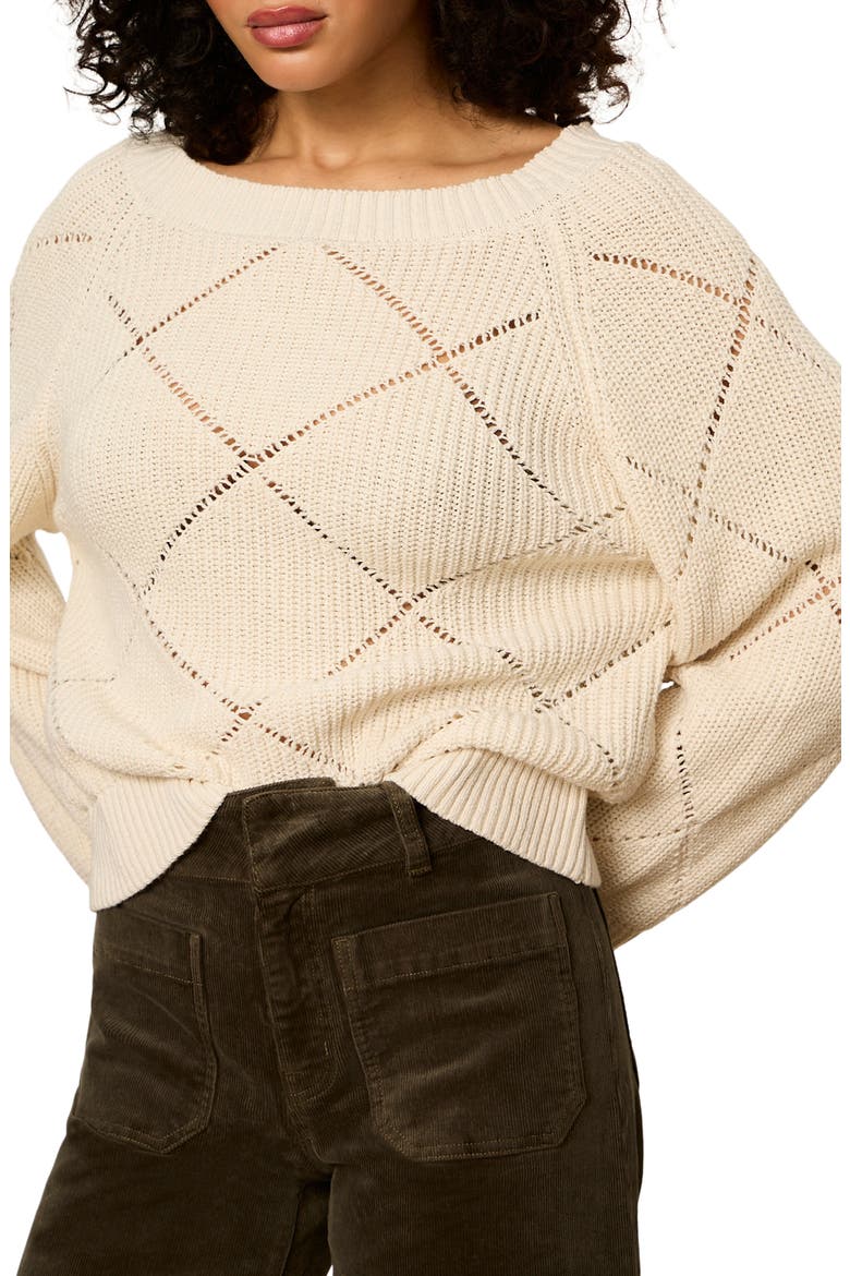 Diamond Stitch Sweater, Alternate, color, BONE WHITE