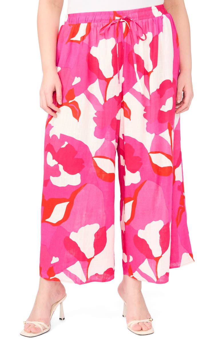 Vince Camuto Floral Print Drawstring Pants, Main, color, New Ivory Poppy Print