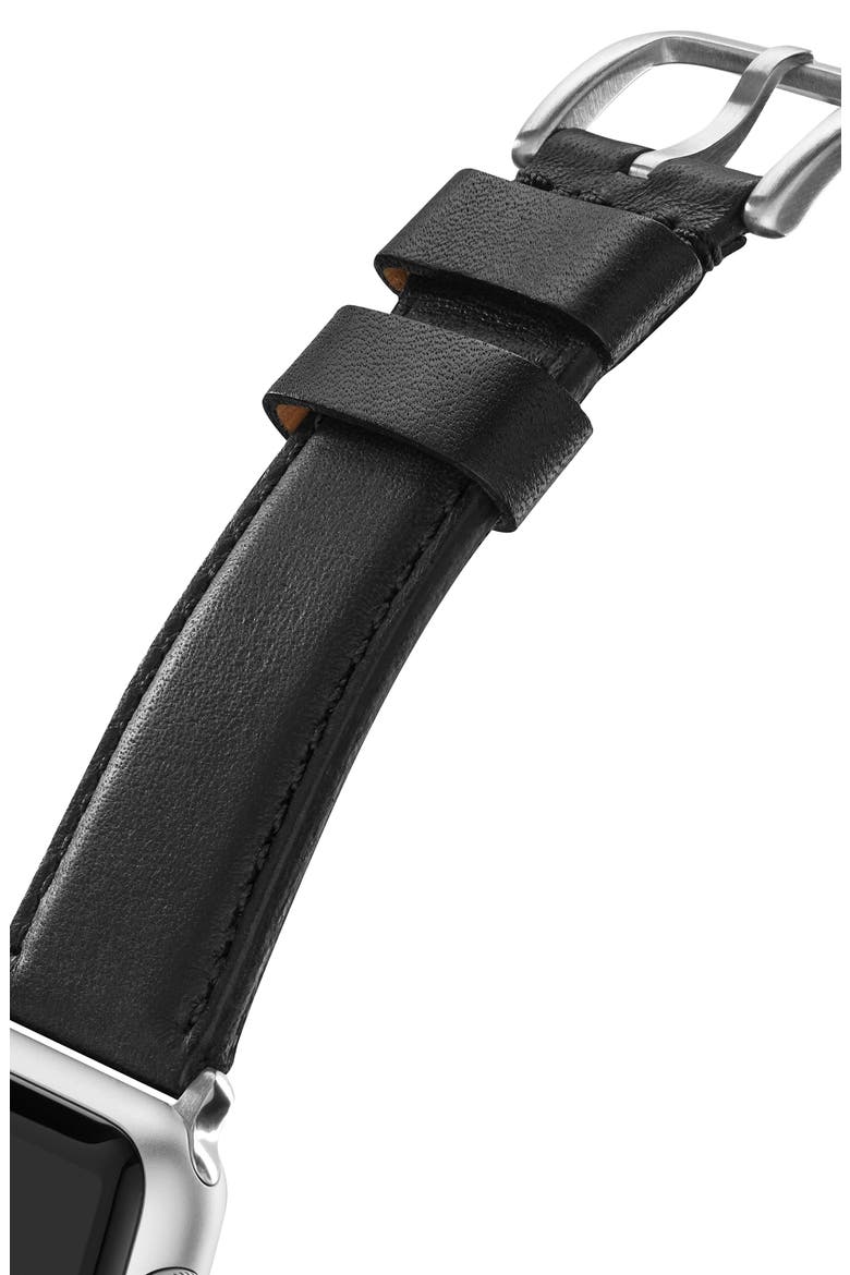 Rail Road Leather 17mm Apple Watch® Watchband, Alternate, color, BLACK