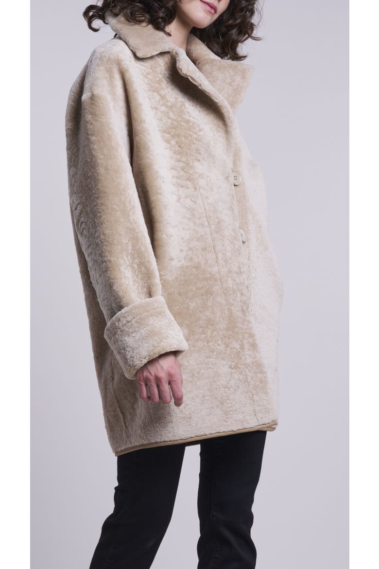 Genuine Shearling Coat, Alternate, color, Beige