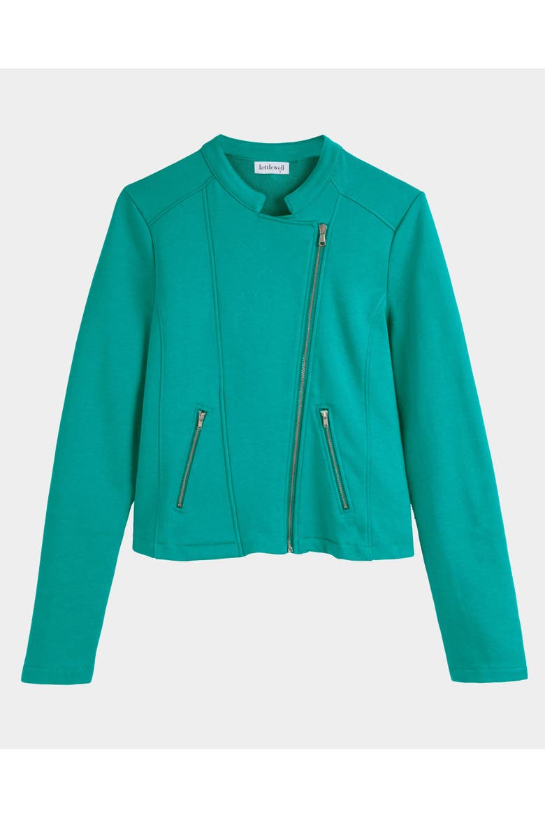 Cropped Biker Jacket, Alternate, color, Sea Green