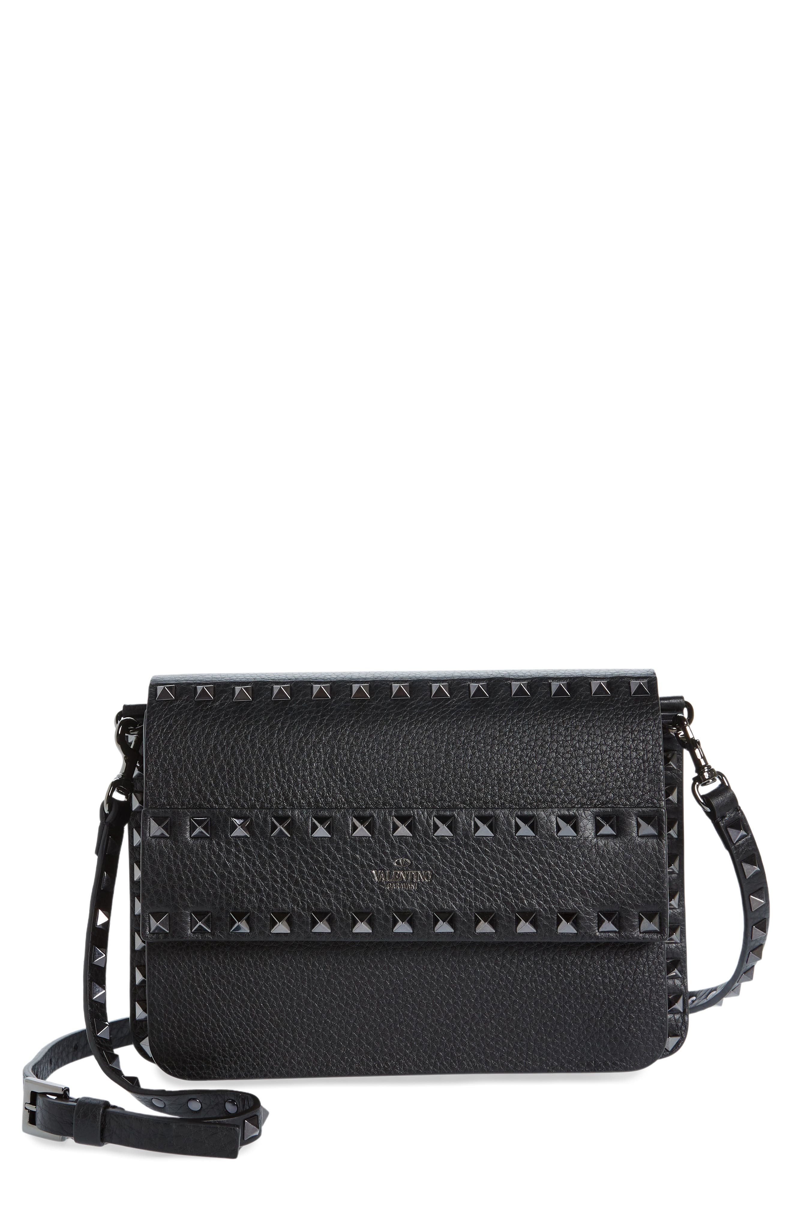 Valentino Garavani Small Rockstud Leather Shoulder Bag, Main, color, 