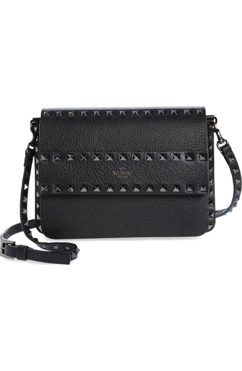 Valentino Garavani Small Rockstud Leather Shoulder Bag, Main, color,