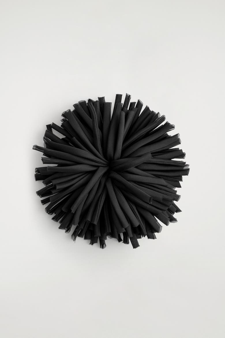 Floral Rosette Brooch, Alternate, color, BLACK