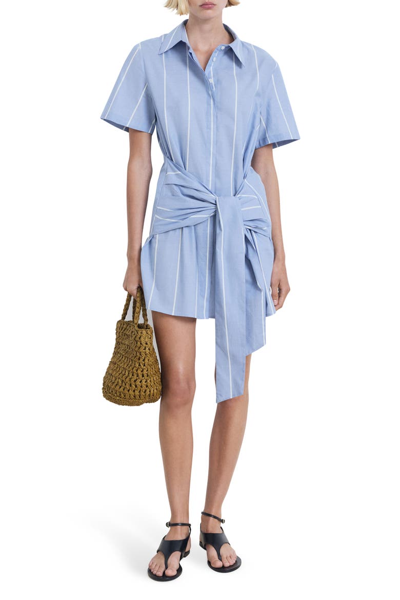Tie Front Shirtdress, Main, color, BLUE