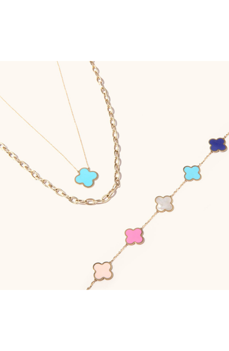 The Lovery Fine Jewelry Large Pastel Mixed Clover Bracelet, Alternate, color, Pastel Mixed