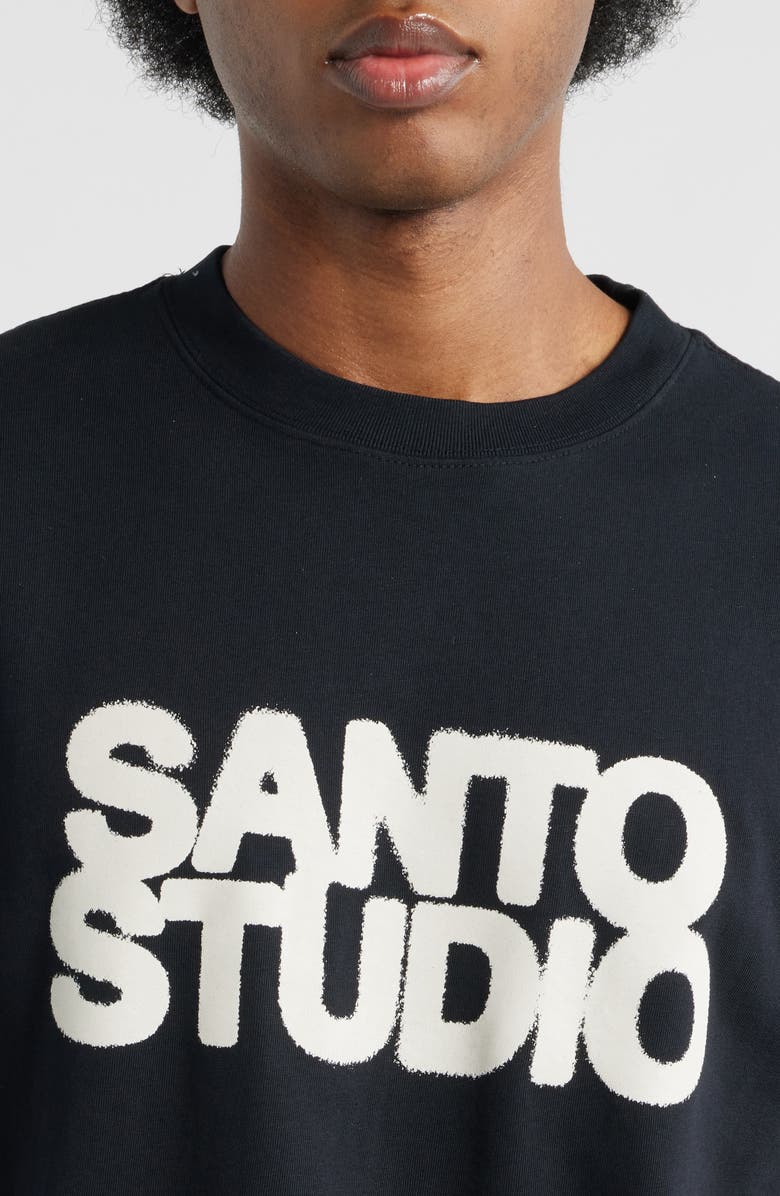 SANTO STUDIO Bold Logo Cotton Graphic T-Shirt, Alternate, color, Black