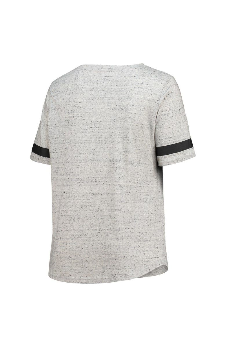 PROFILE Women's Heathered Gray Washington Commanders Plus Size Lace-Up V-Neck T-Shirt, Alternate, color, 