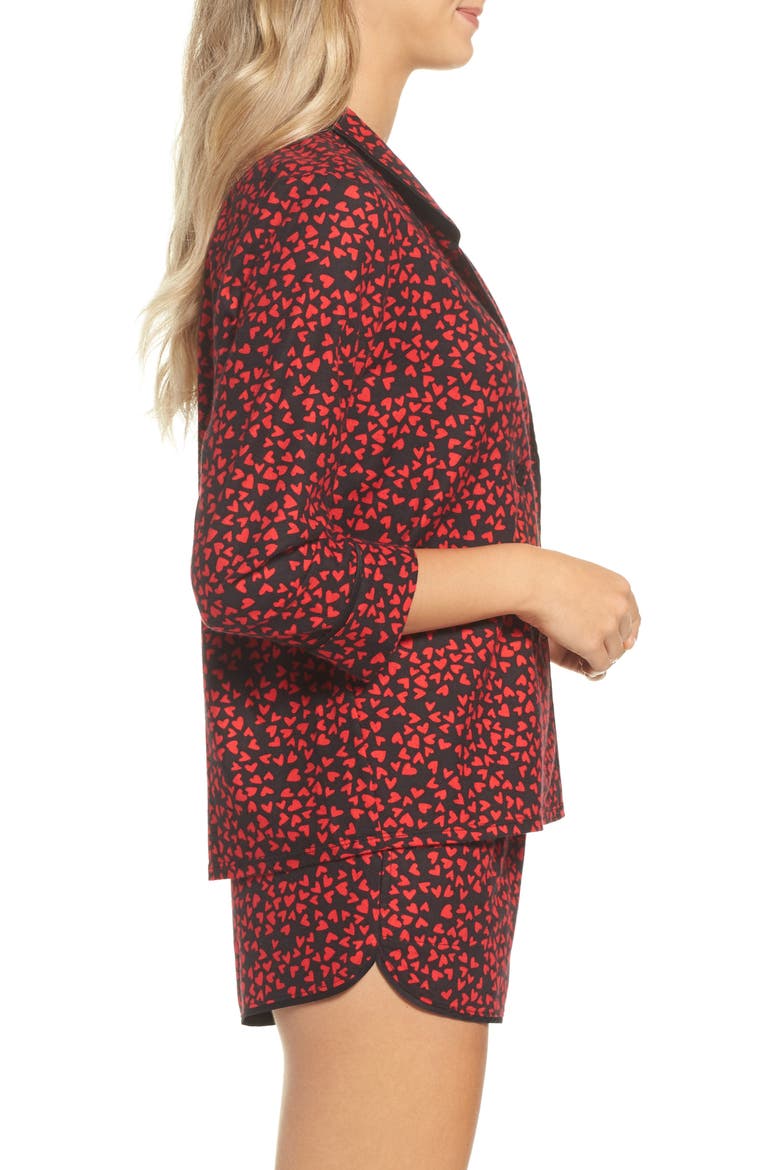 ROOM SERVICE Shorty Flannel Pajamas, Alternate, color, RED