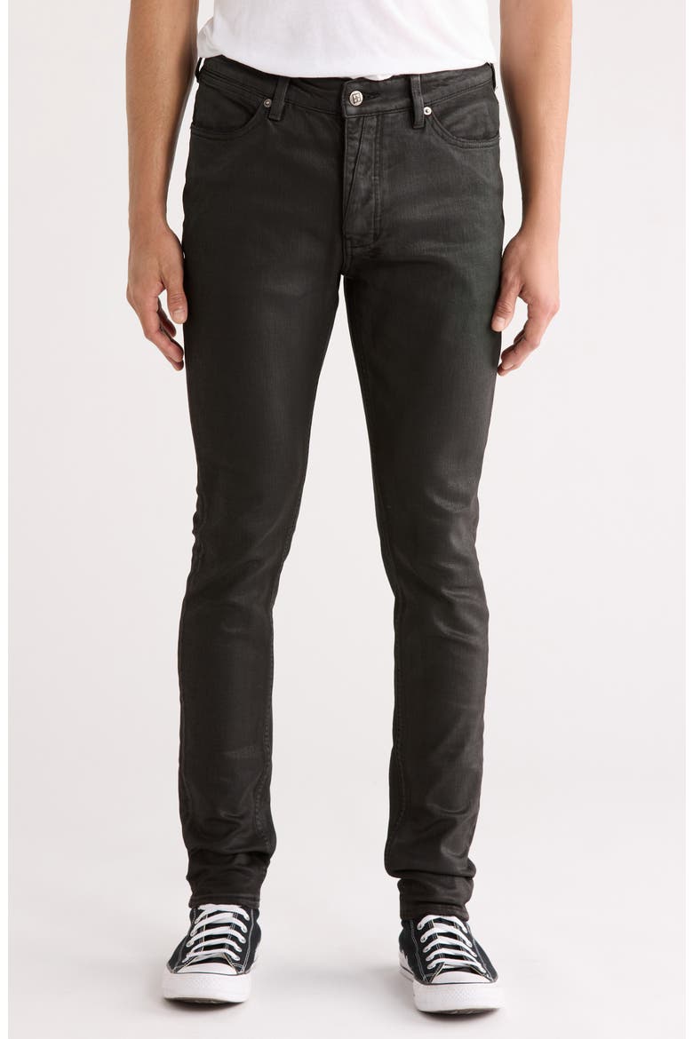 Van Winkle Main Stage Coated Skinny Jeans, Main, color, BLACK