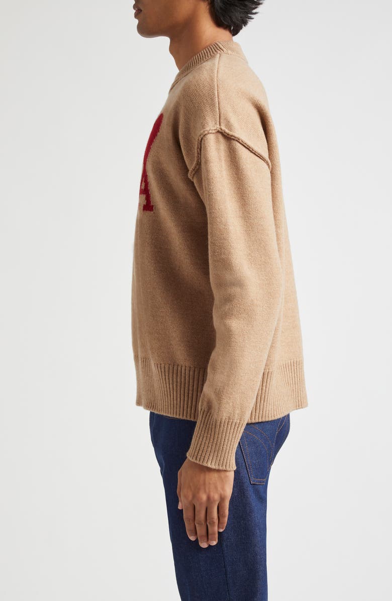 AMI PARIS Ami de Coeur Monogram Wool Sweater, Alternate, color, 