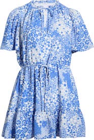 SUGARLIPS Floral Print Flutter Sleeve Dress