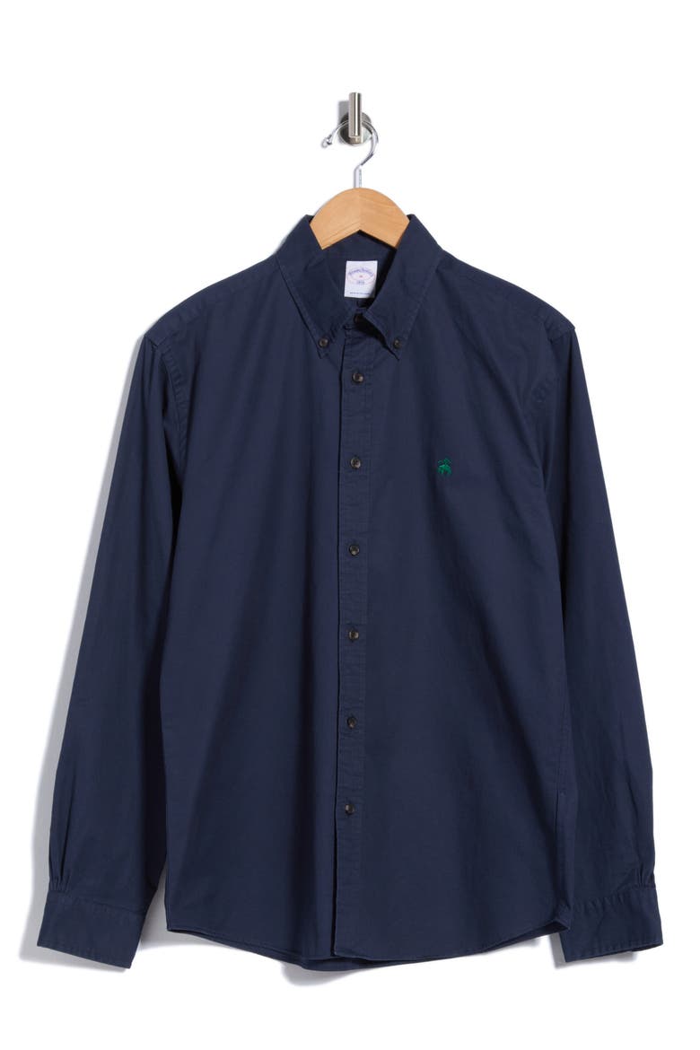Regular Fit Cotton Twill Button Down Shirt, Main, color, NAVY BLAZER