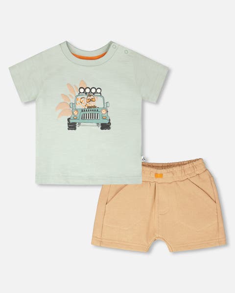 Organic Cotton Monkey Short Sleeve T-Shirt and Short Set (Baby)
