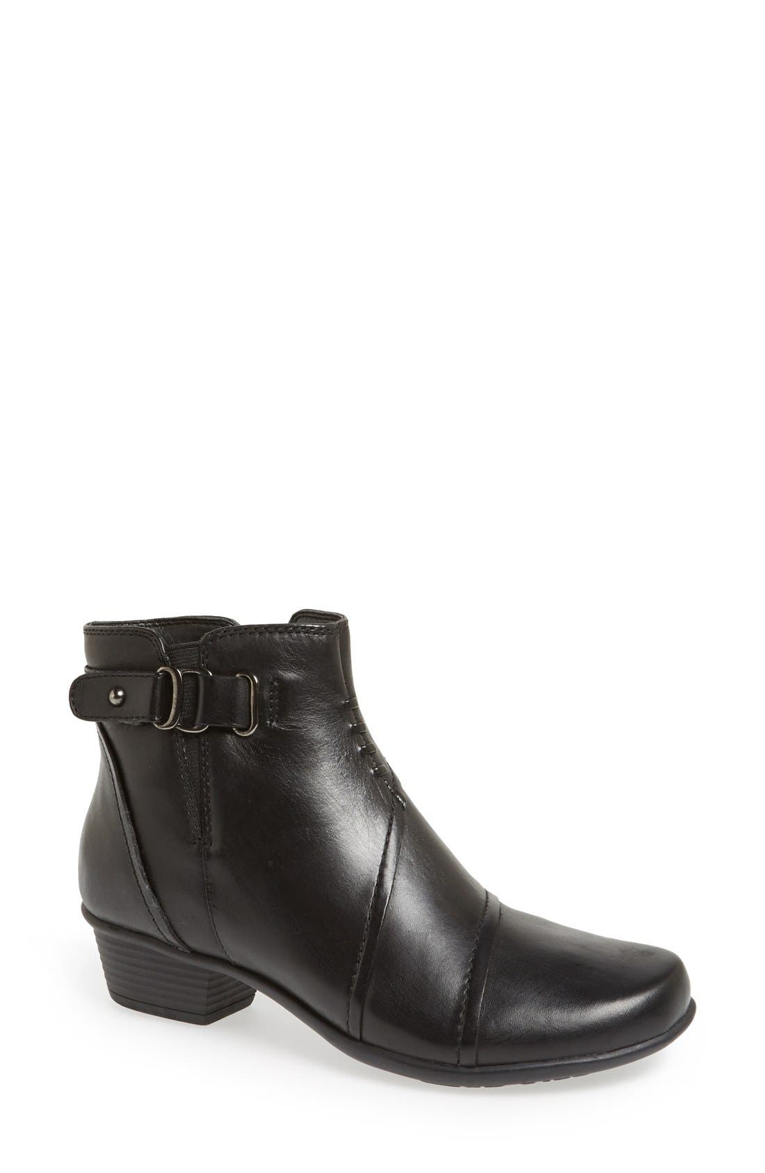 'Atlas' Leather Bootie, Main, color, BLACK