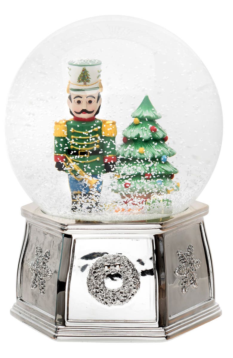 Spode Christmas Tree & Nutcracker Snow Globe, Main, color,