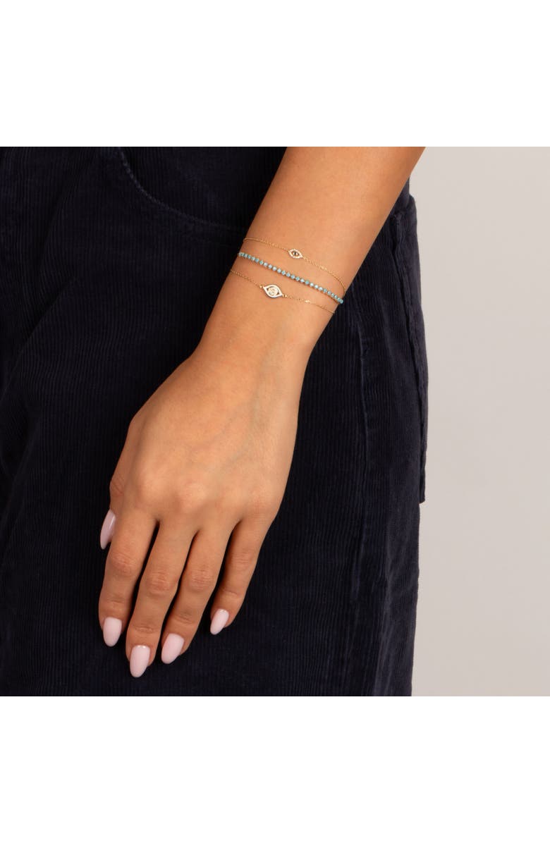 BY ADINA EDEN Diamond & Enamel Evil Eye Charm Bracelet 14K, Alternate, color, 14K Gold