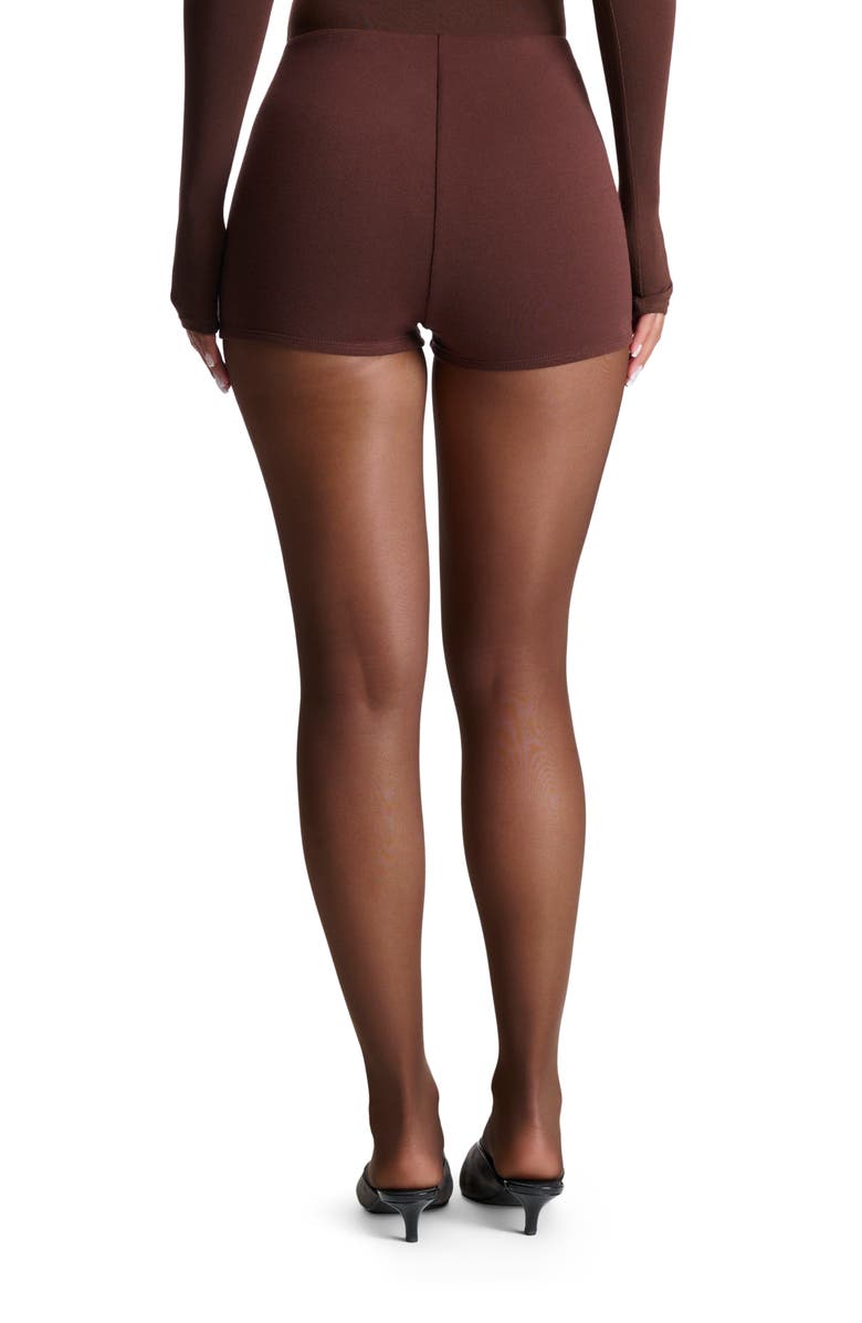 Naked Wardrobe High Waist Hot Shorts, Alternate, color, Chocolate