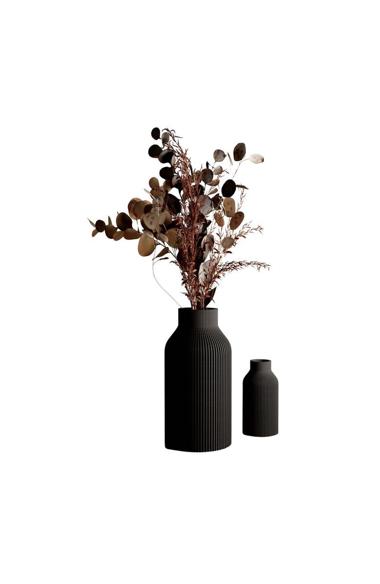 Modernized Pottery Bottle Vase - With Waterproof Insert, Main, color, Midnight Black - 10"