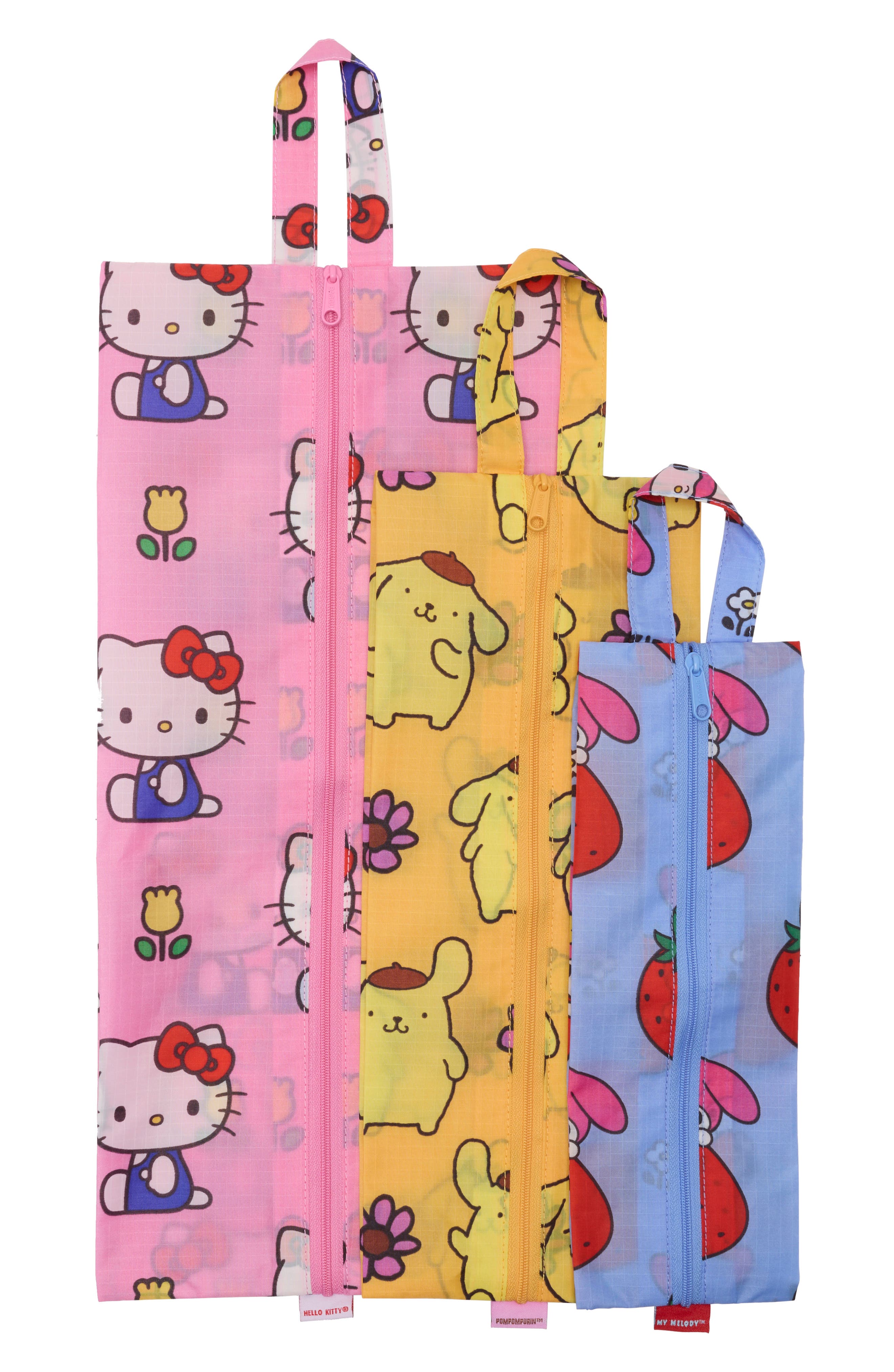 Hello Kitty Set of 3 Assorted Zippered Travel Pouches, Alternate, color, HELLO KITTY FRIENDS FLORALS