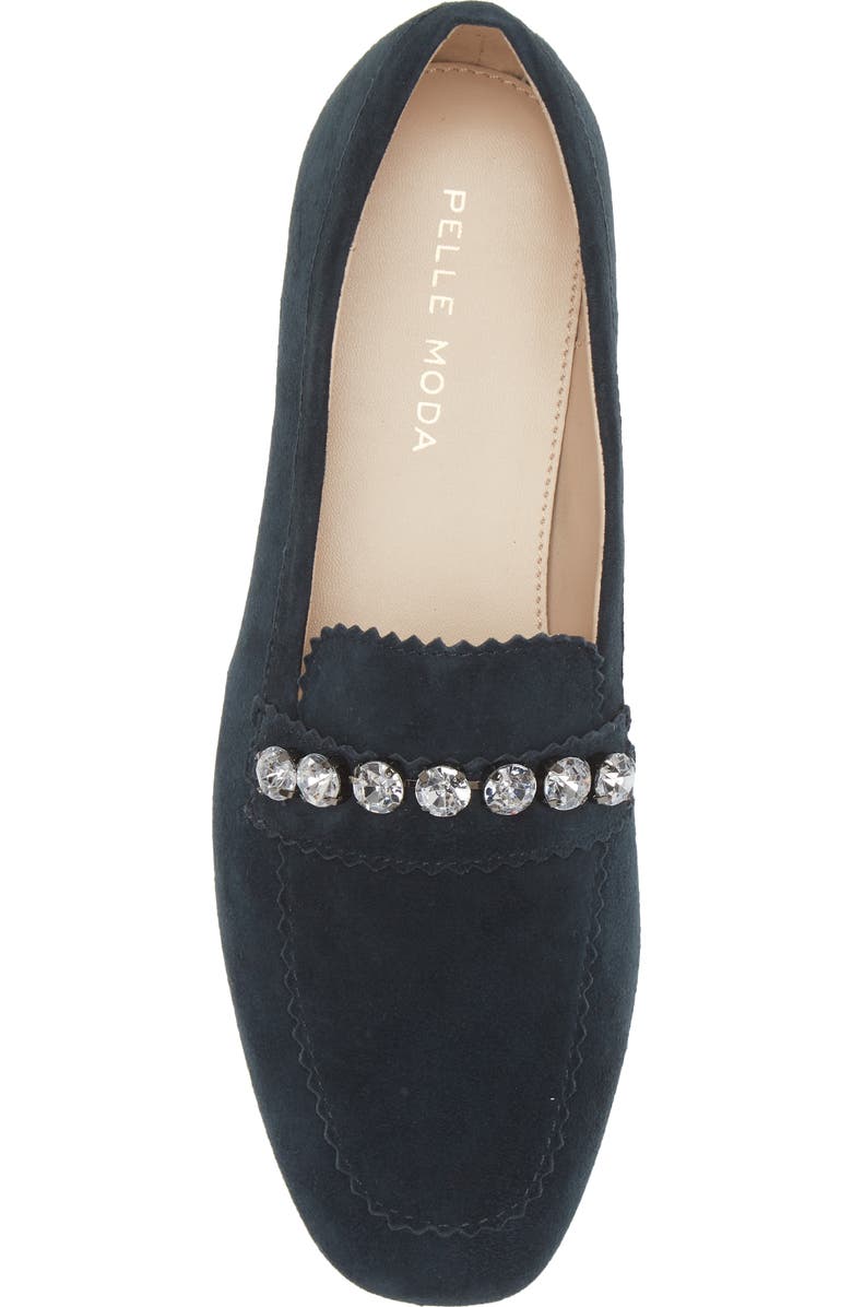 Pelle Moda Herron Crystal Embellished Loafer, Alternate, color, Midnight