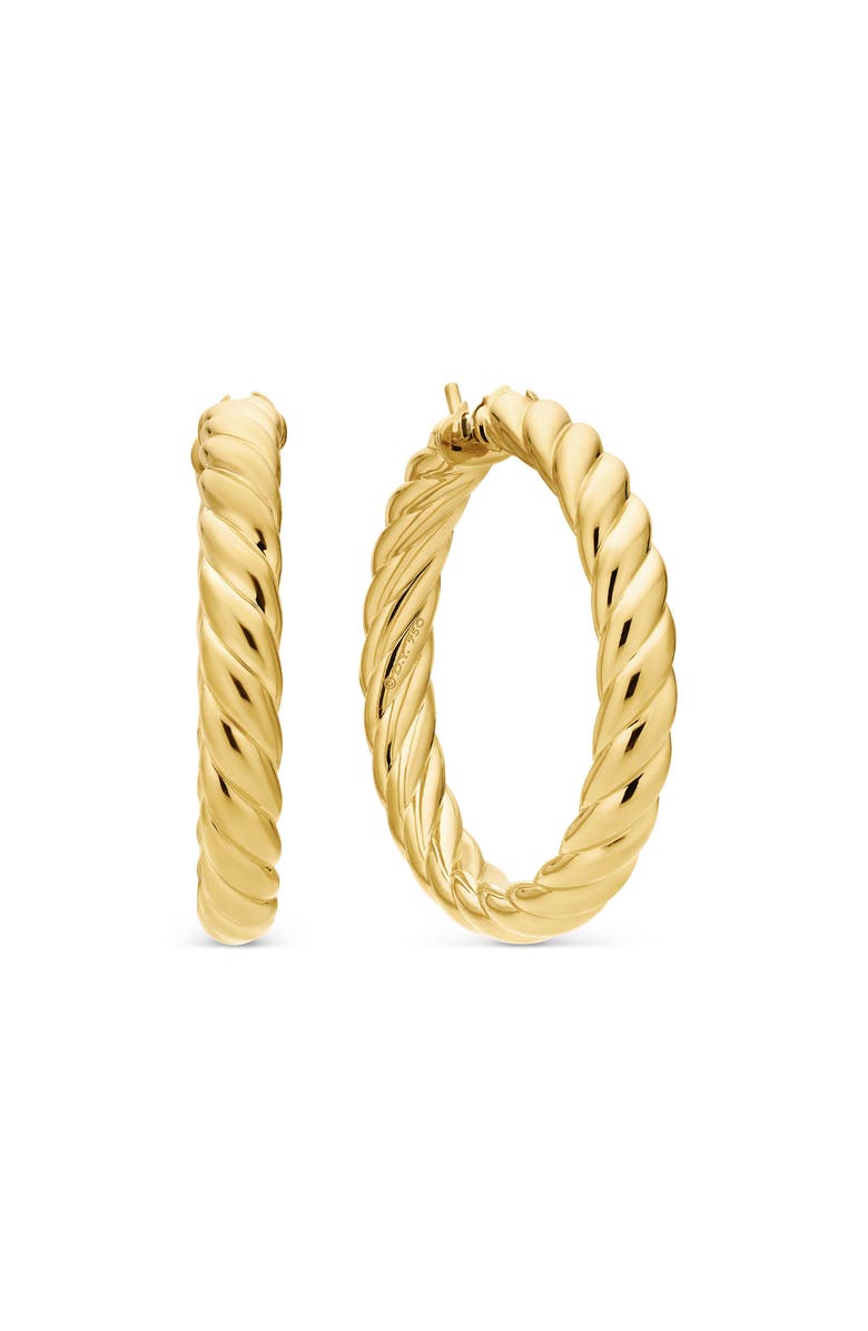 David Yurman Sculpted Cable Hoop Earring in 18K Yellow Gold, Main, color, 18K Yellow Gold