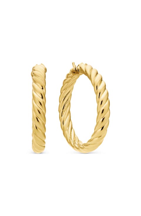 Sculpted Cable Hoop Earring in 18K Yellow Gold