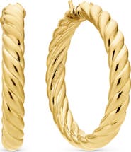 David Yurman Sculpted Cable Hoop Earring in 18K Yellow Gold