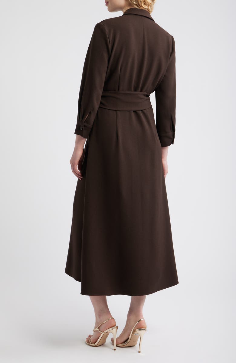 Julia Jordan Belted Midi Shirtdress, Alternate, color, Brown